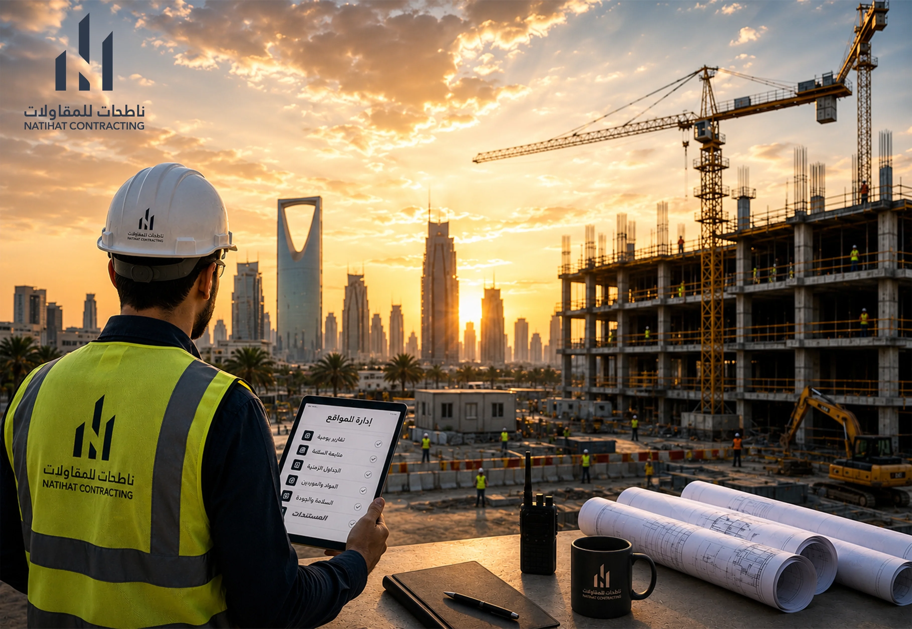 خدمات إدارة المواقع في الرياض | شركة الناطحات للمقاولات العامة